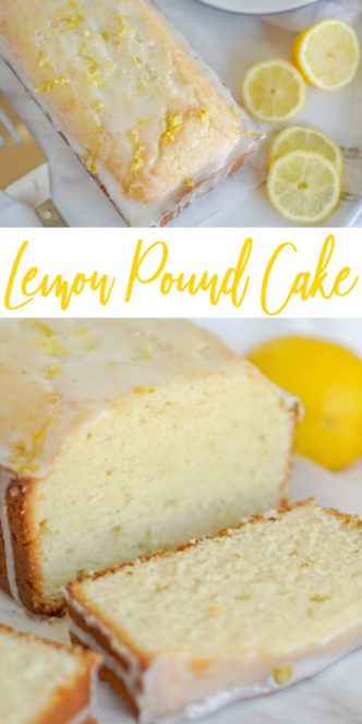 Lemon Pound Cake from Scratch cut on a plate