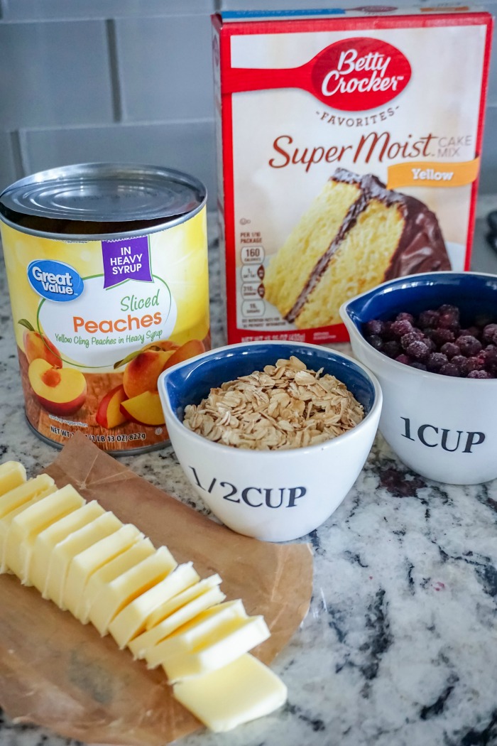 Blueberry Peach Dump Cake Simple Ingredients