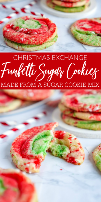 Festive red and green Christmas sugar cookies.