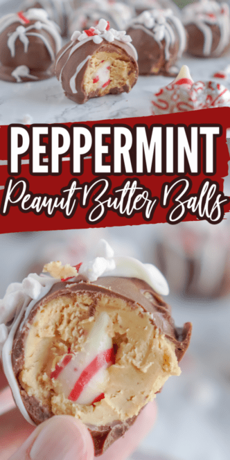 A photo of no-bake peppermint peanut butter balls.