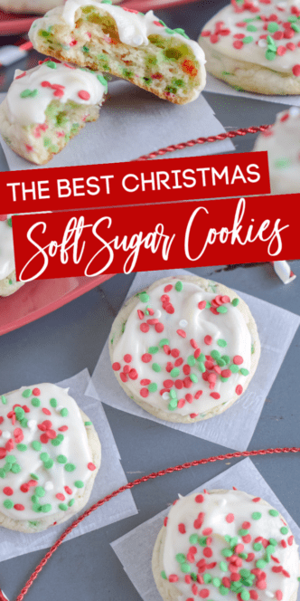 Christmas sugar cookies with red and green sprinkles.