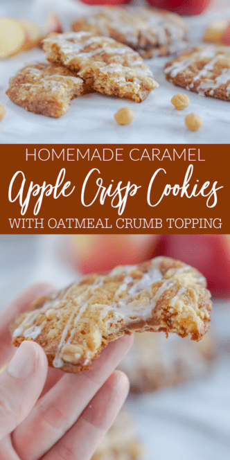 Caramel apple crisp cookies with oatmeal topping.