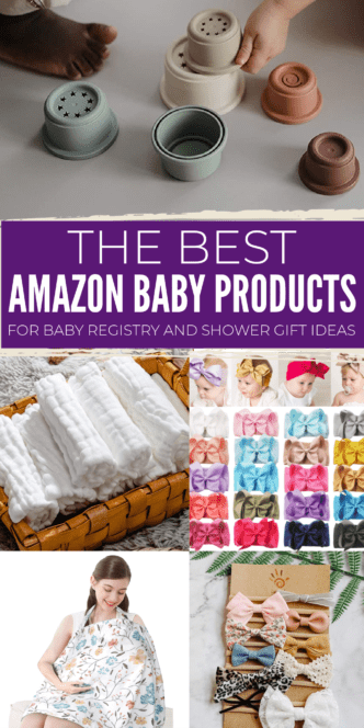 Various baby products on white background.