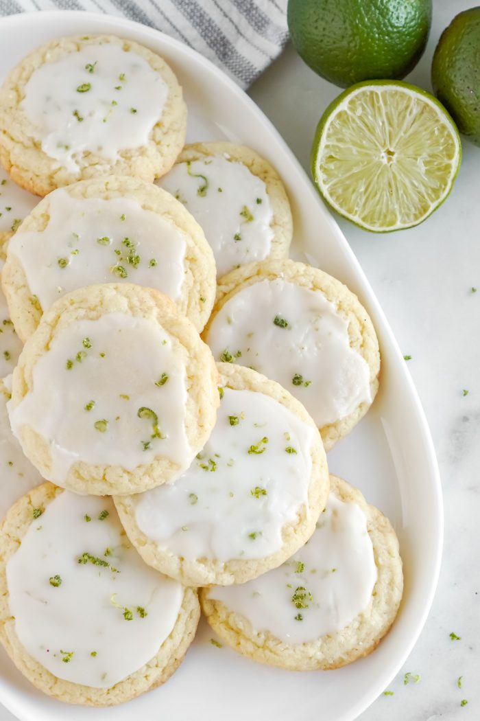 Above view of plate of Lime Sugar Cookies