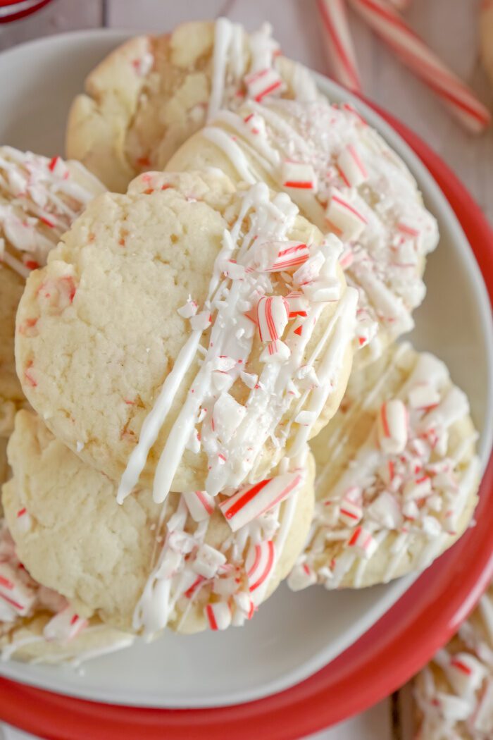 Above view of plate of Peppermint Cookies