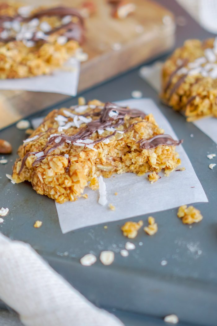 A close up of a gluten-free vegan oatmeal cookie.