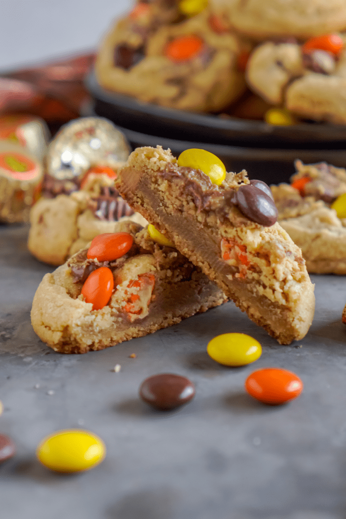 Reese's Peanut Butter Cookie Cut in Half