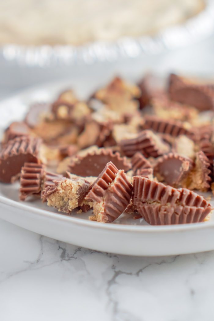 A plate of crushed peanut butter cups.