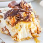 Snickers No Bake Cheesecake Featured