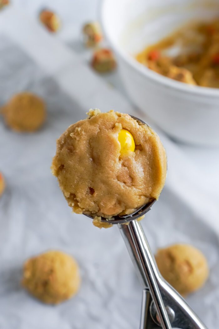 Scoop of peanut butter cup cookie dough