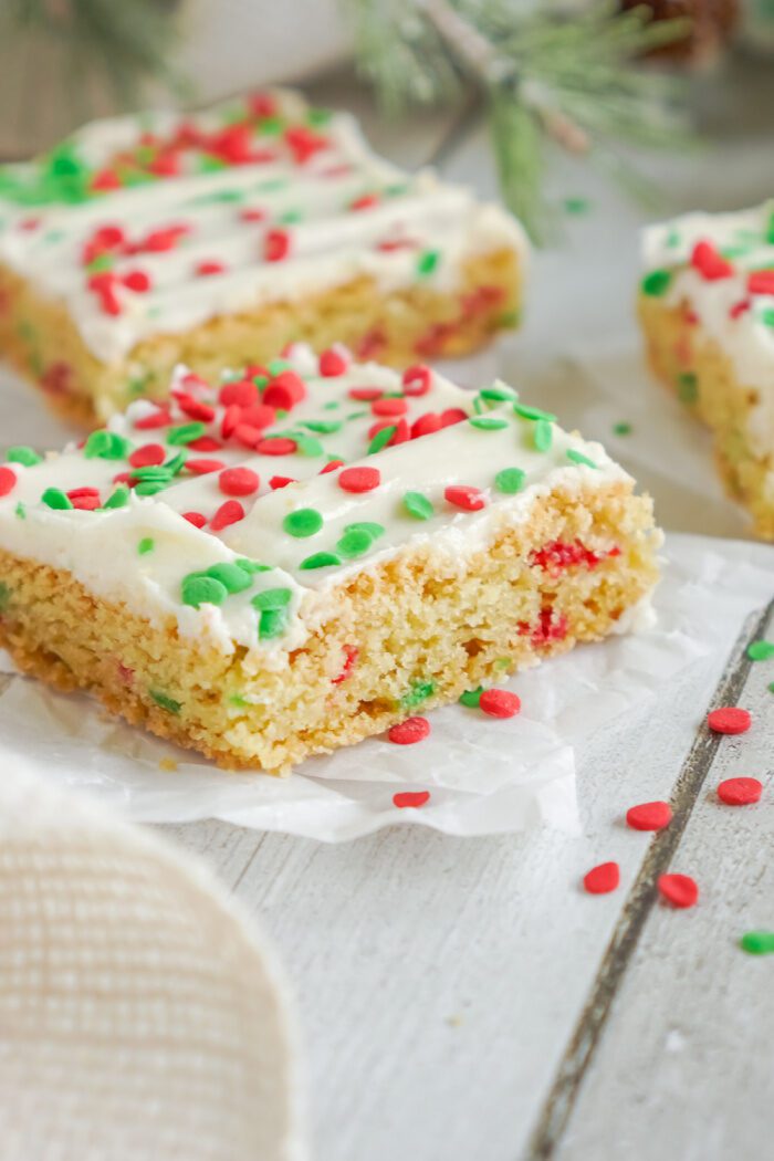 Close up of sugar cookie bar