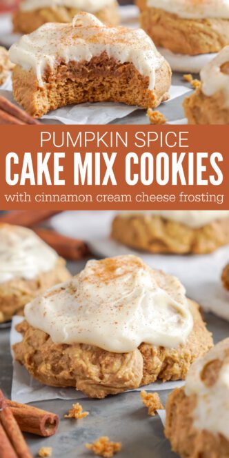 Pumpkin spice cake mix cookies with cream cheese frosting.