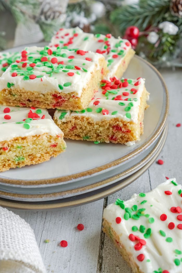 Close up of plated sugar cookie bars