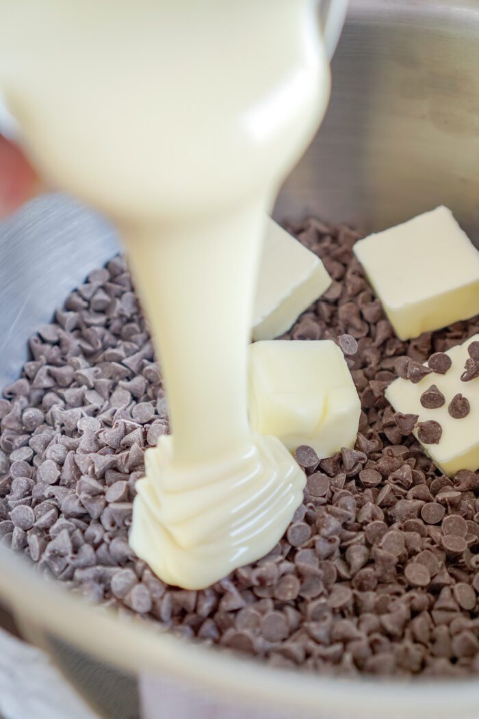 All the ingredients in the double boiler