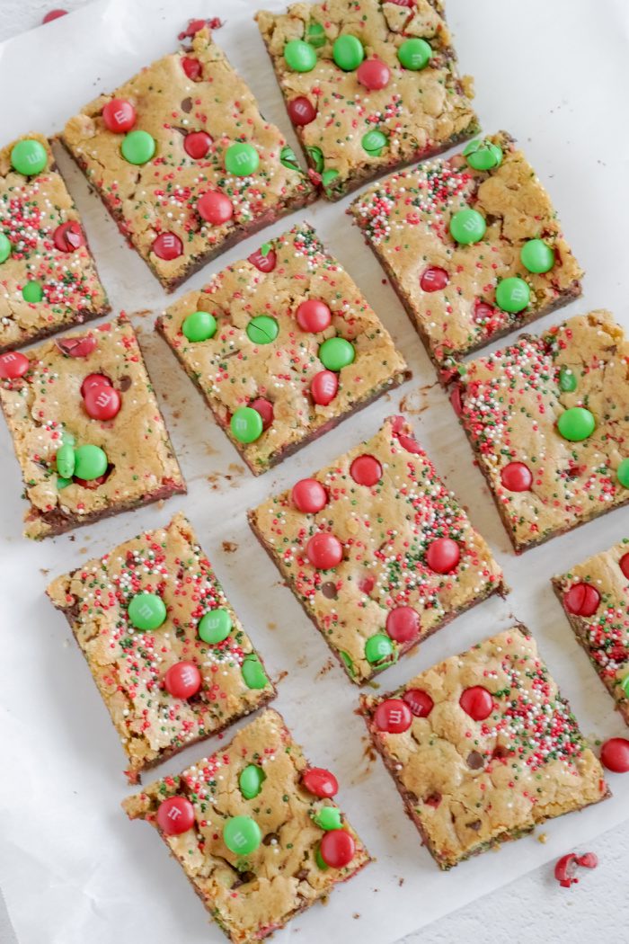 Baked Christmas bars cut into squares