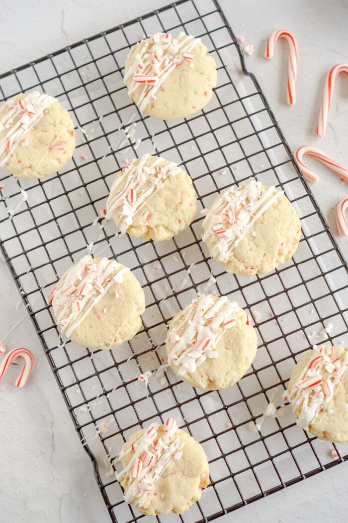 Baked and decorated cookies on cooling rack