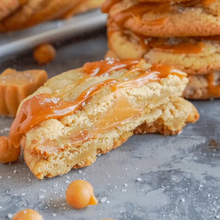 Close up of sliced cookie