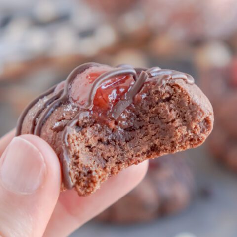 Chocolate Cherry Thumbprint Cookies!