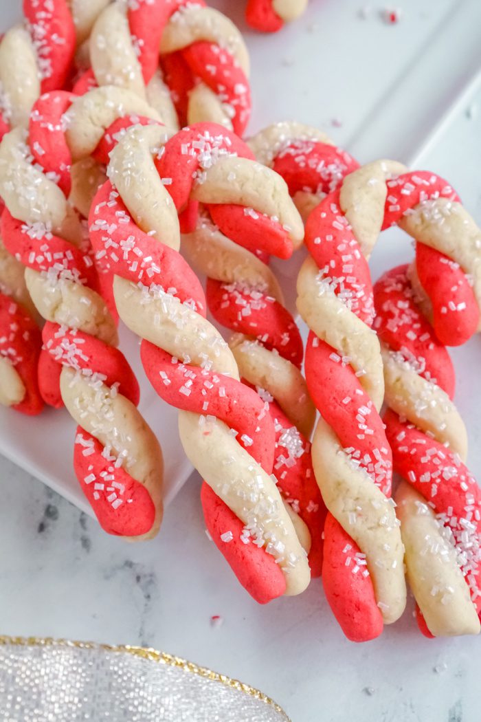 A Pile of Candy Cane Sugar Cookies
