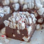 Close up of decorated fudge square