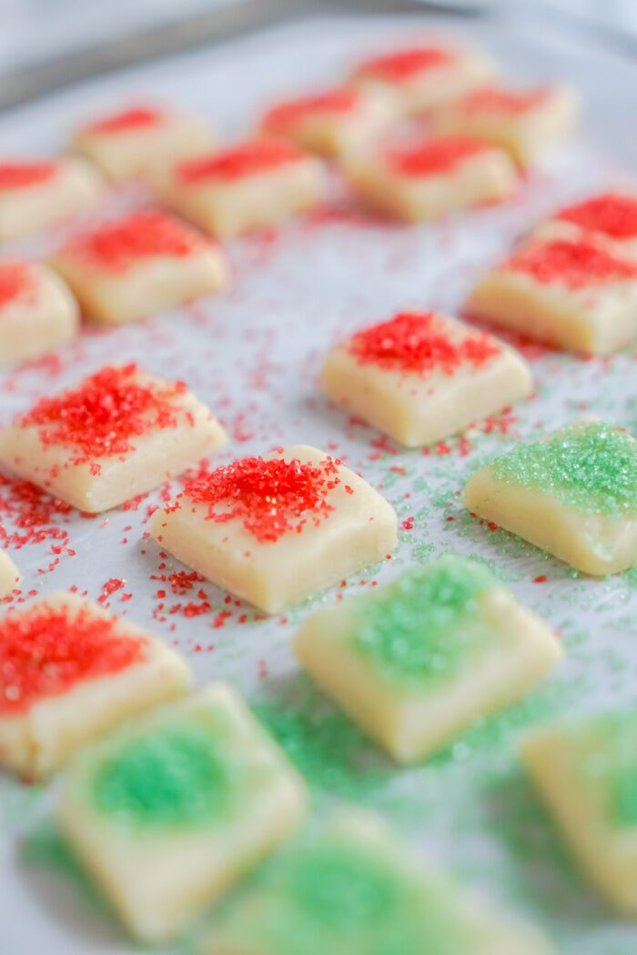 Close up of mini cookies with sprinkles