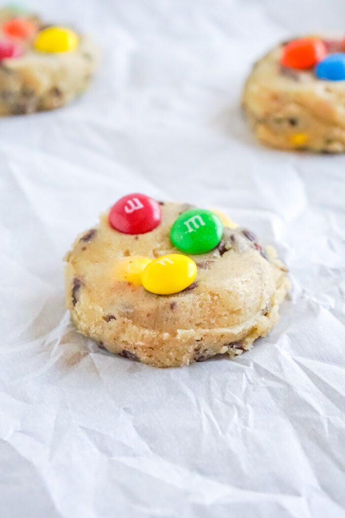 Cookie ball with M&Ms