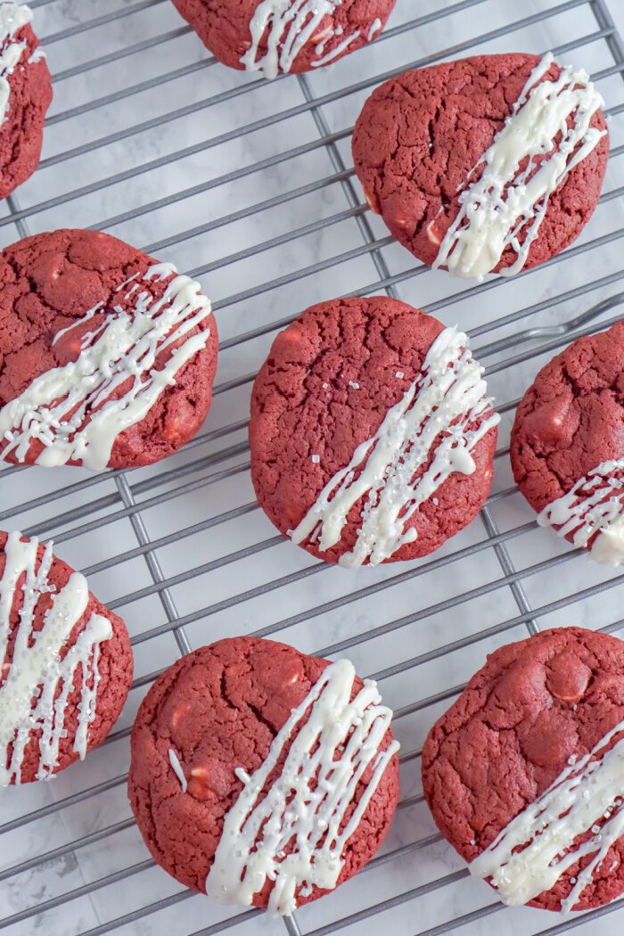 Decorated cookies on cooling rack