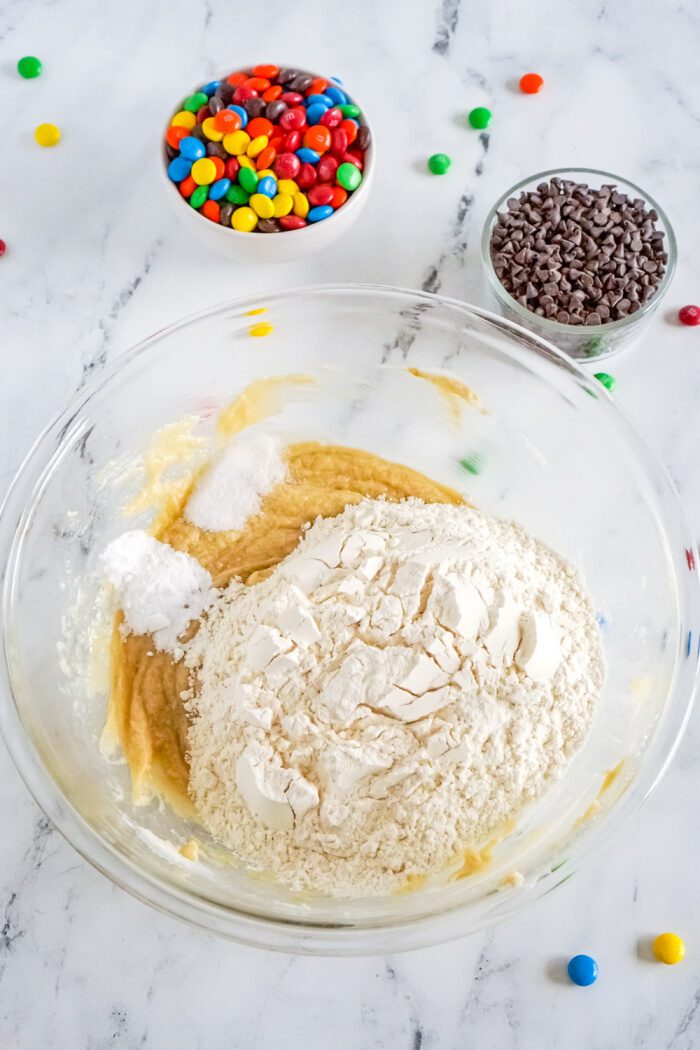 Dry ingredients added to bowl