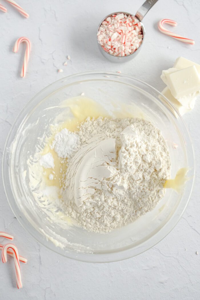 Dry ingredients added to bowl