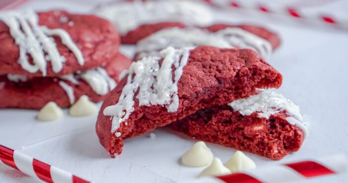 Wide view of a sliced cookie