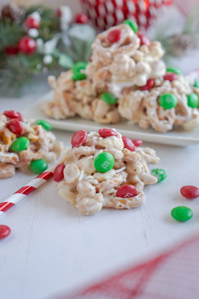 Christmas candy with plate of candy in the background