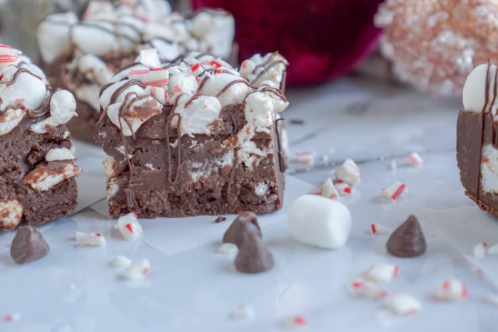 Wide View Of Hot Chocolate Peppermint Fudge Squares