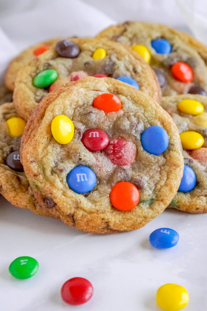 Pile of Chocolate Chip M&M Cookies