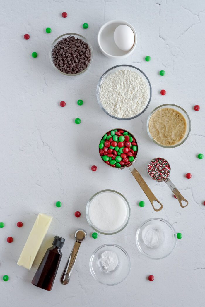 M&M Christmas Cookie Bars Ingredients