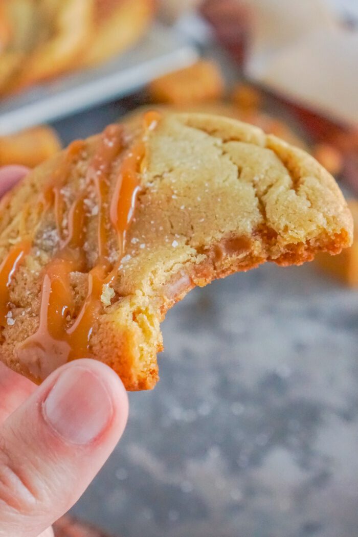 Someone Holding a Salted Caramel Cookie