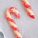 Sprinkles on cookie dough candy cane