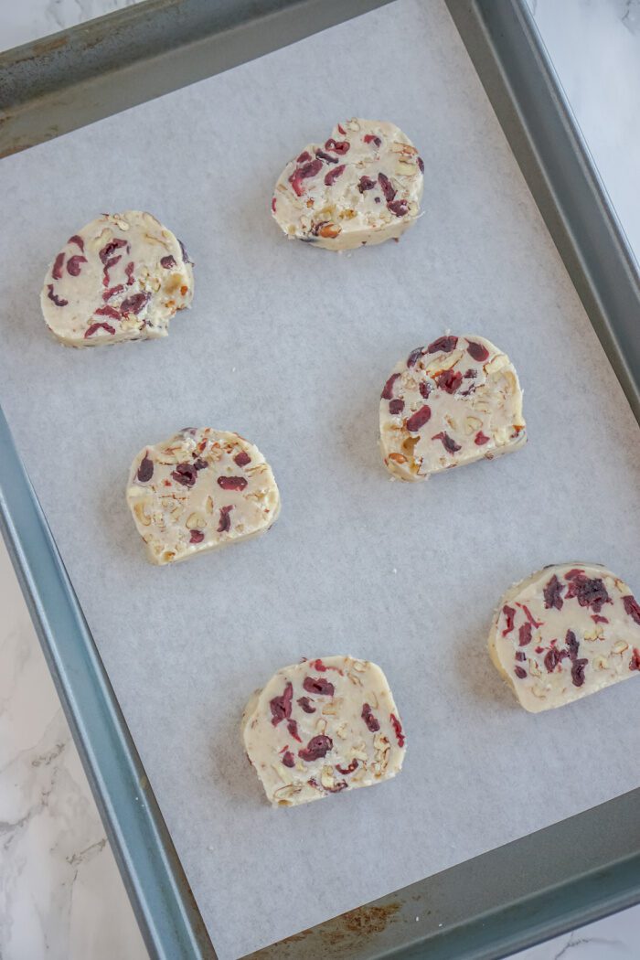 Unbaked cookies on baking sheet