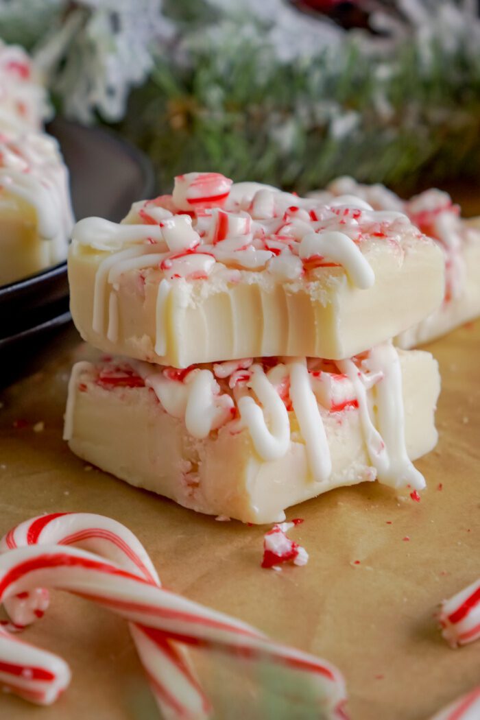Stack of 2 Candy Cane Fudge Squares