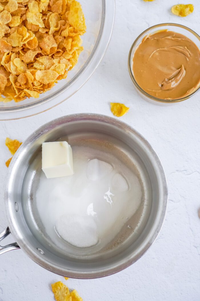 Butter, Corn Syrup, and Sugar in Sauce Pan