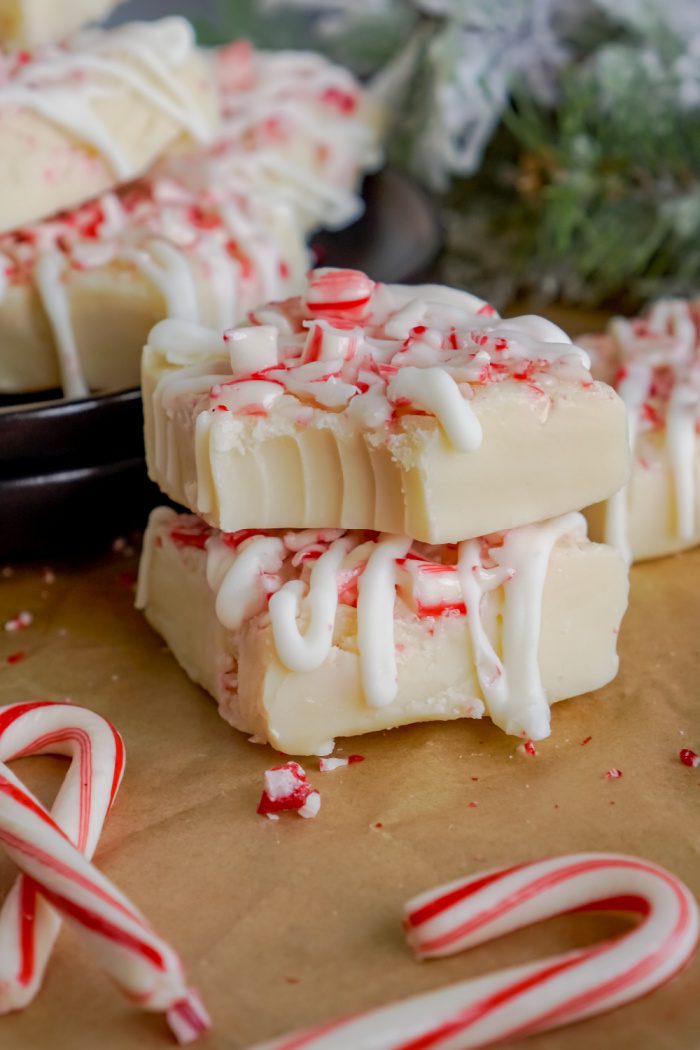 2 Stacked Candy Cane Fudge Squares