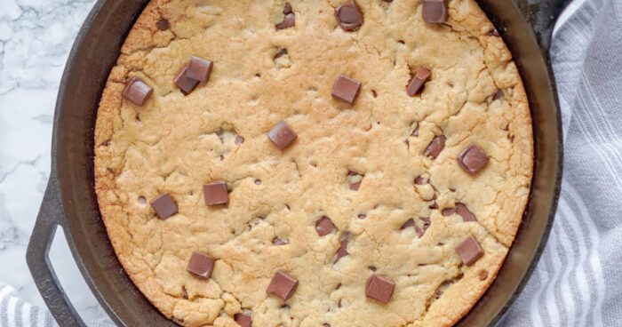 Wide View of Chocolate Chip Skillet Cookie