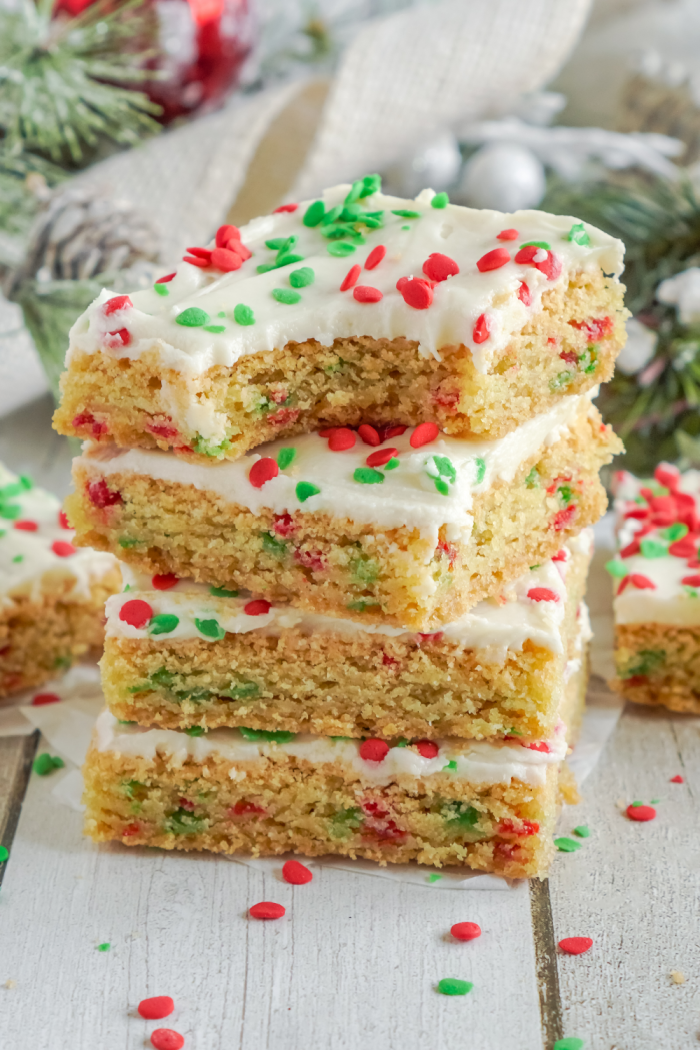 Stack of 4 Christmas Sugar Cookie Bar Squares