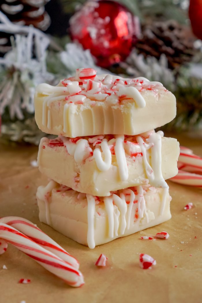 Stack of 3 Candy Cane Fudge Squares