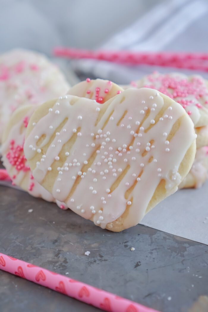 Close Up of a Valentine's Day Sugar Cookie