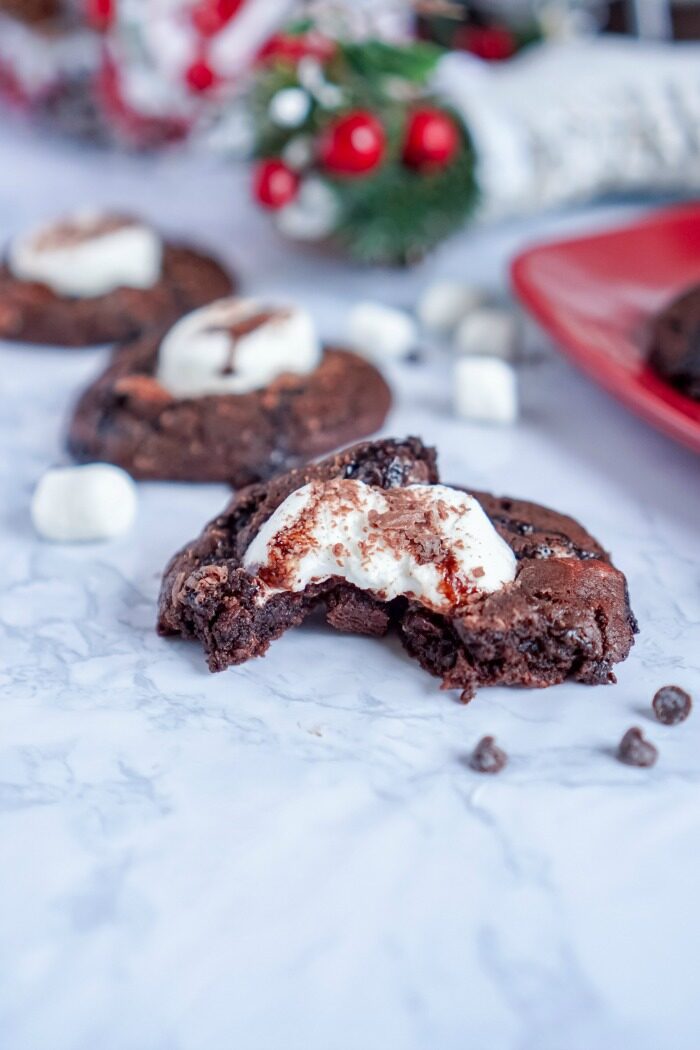 Hot Chocolate Cookie Broken in Half