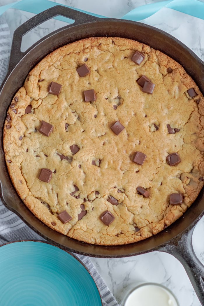 Above View of Chocolate Chip Skillet Cookie