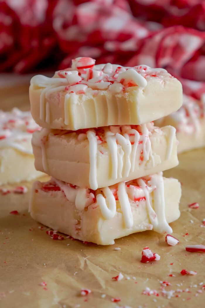 3 Peppermint Fudge Squares Stacked