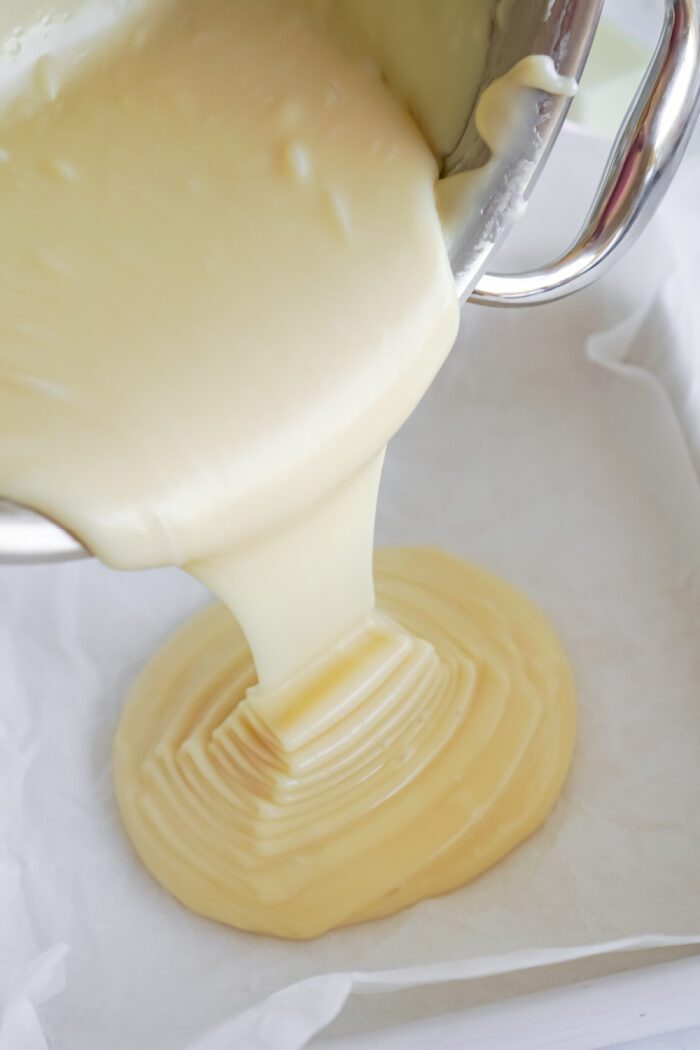 Peppermint Fudge Being Poured Into Pan