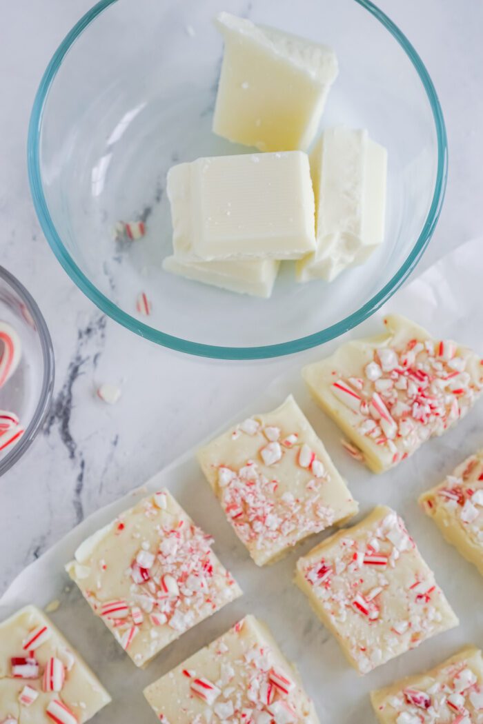 Peppermint Fudge Cut Into Squares