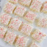 Peppermint Fudge Squares Drizzled With Almond Bark